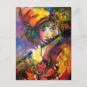 FLUTIST PORTRAIT/Venetiaanse Masquerade Briefkaart