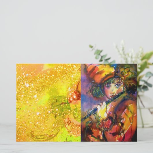 FLUTIST PORTRAIT/Venetiaanse Masquerade Briefpapier (Staand voorkant)