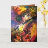 FLUTIST PORTRAIT/Venetiaanse Masquerade Kaart (Gele Bloem)