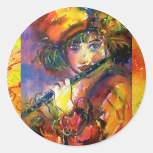 FLUTIST PORTRAIT/Venetiaanse Masquerade Ronde Sticker