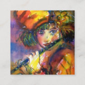 FLUTIST PORTRAIT/Venetiaanse Masquerade Vierkante Visitekaartje (Achterkant)