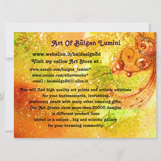 FLUTIST PORTRAIT Venetian Masquerade Gold Yellow Kaart (Achterkant)