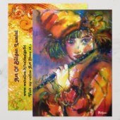 FLUTIST PORTRAIT Venetian Masquerade Gold Yellow Kaart (Voorkant / Achterkant)