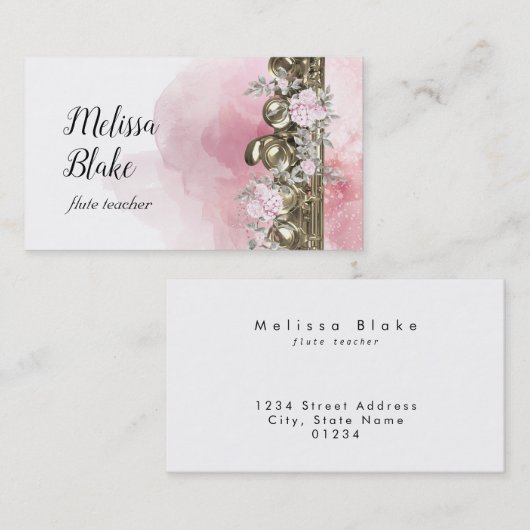 Flutist waterverf visitekaartje (Voorkant / Achterkant)