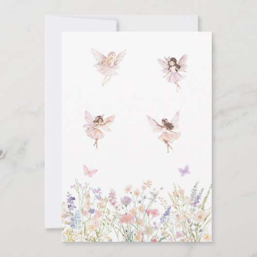 Flutter and Twirl Fairy First 1st Birthday Kaart (Achterkant)