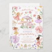 Flutter and Twirl Fairy First 1st Birthday Kaart (Voorkant / Achterkant)