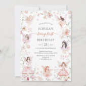 Flutter and Twirl Fairy First 1st Birthday Kaart (Voorkant)