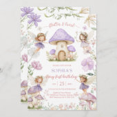 Flutter and Twirl Fairy First 1st Birthday Kaart (Voorkant / Achterkant)