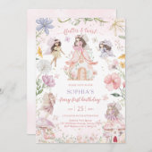 Flutter and Twirl Fairy First 1st Birthday Kaart (Voorkant / Achterkant)