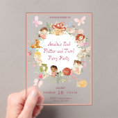 Flutter and Twirl Fairy Garden Verjaardagsuitnodig Acryl Uitnodigingen (Insitu (Draagbaar))
