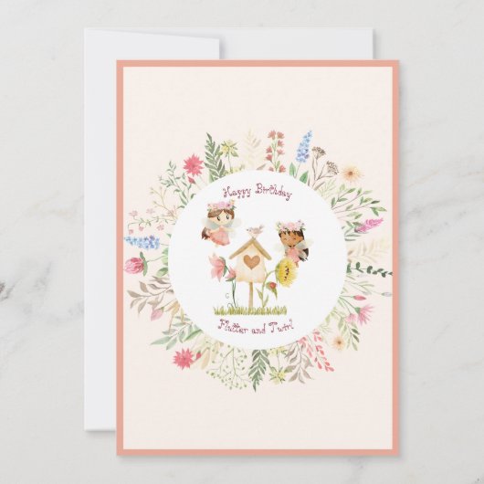 Flutter and Twirl Fairy Garden Verjaardagsuitnodig Kaart (Achterkant)