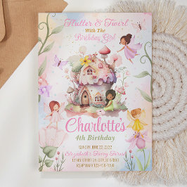 Flutter and Twirl Fairy Verjaardag Uitnodiging