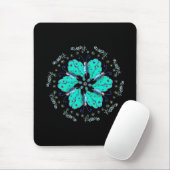 Flutter aqua blue butterfly mandala muismat (Met muis)