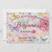 Flutter Bloom Vier Pastel Roze Verjaardagsmeisje Kaart (Voorkant)