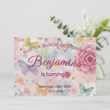 Flutter Bloom Vier Pastel Roze Verjaardagsmeisje