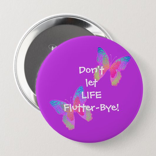 Flutter-Byes (violet) grote knop Ronde Button 4,0 Cm (Voorkant /achterkant)