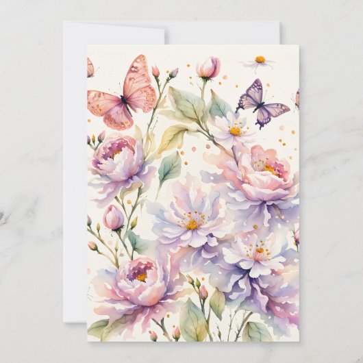 Flutter door vlinders verjaardagslavendel paarse kaart (Achterkant)