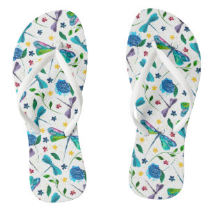 Flutter Dragonfly en Floral-Waterverf Teenslippers