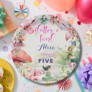 Flutter en draai Fairy bloementuin verjaardag Papieren Bordje