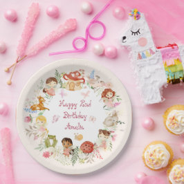 Flutter en Kronkel Fairy Garden Verjaardag Papieren Bordje