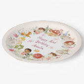 Flutter en Kronkel Fairy Garden Verjaardag Papieren Bordje (Gekanteld)