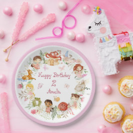 Flutter en Kronkel Fairy Garden Verjaardag Papieren Bordje