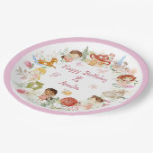 Flutter en Kronkel Fairy Garden Verjaardag Papieren Bordje (Gekanteld)