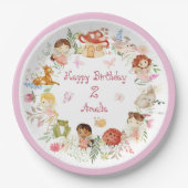 Flutter en Kronkel Fairy Garden Verjaardag Papieren Bordje (Voorkant)