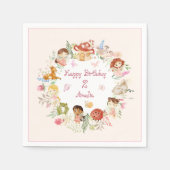 Flutter en Kronkel Fairy Garden Verjaardag Servet (Voorkant)