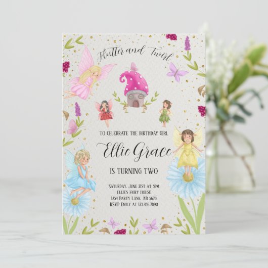 Flutter en Kronkel Fairy Kaart (Staand voorkant)