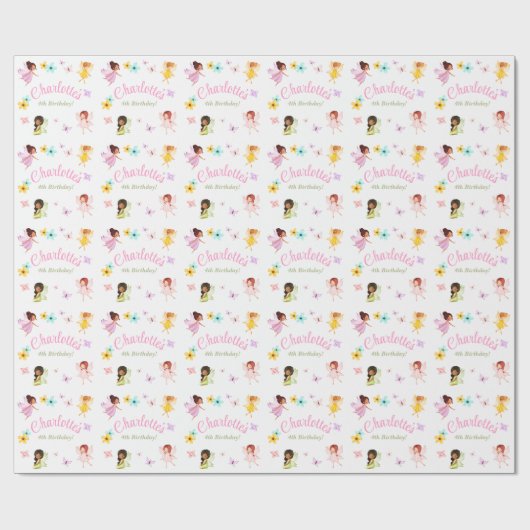 Flutter en Kronkel Fairy Verjaardagsfeestgeschenk Cadeaupapier (Vlak)
