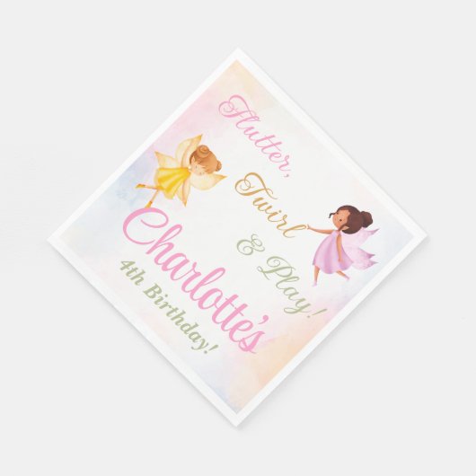 Flutter en Kronkel Fairy Verjaardagsfeestje Servet (Hoek)