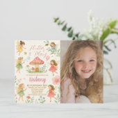 Flutter en spelen Fairy verjaardagsuitnodiging Kaart (Staand voorkant)