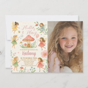 Flutter en spelen Fairy verjaardagsuitnodiging Kaart