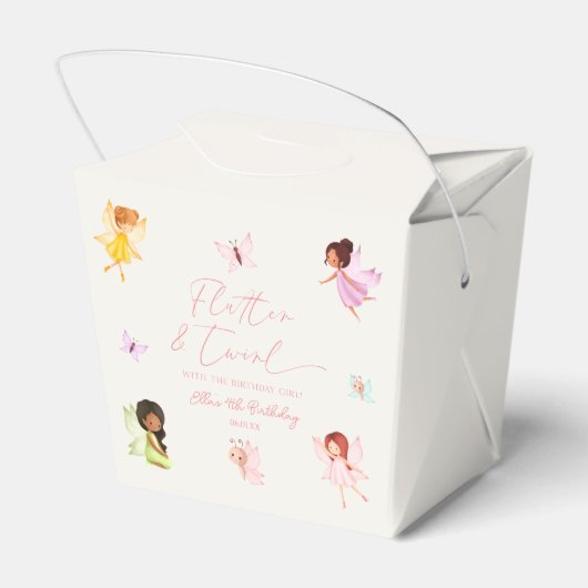 Flutter en Twirl Betoverd Fairy verjaardagsfeestje Bedankdoosjes (Achterkant)