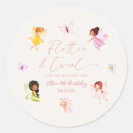 Flutter en Twirl Betoverd Fairy verjaardagsfeestje Ronde Sticker