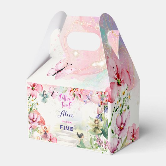 Flutter en twirl Fairy tuin waterverf verjaardag Bedankdoosjes (Achterkant)