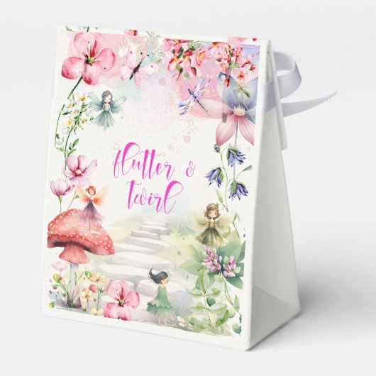 Flutter en twirl Fairy tuin waterverf verjaardag Bedankdoosjes (Achterkant)