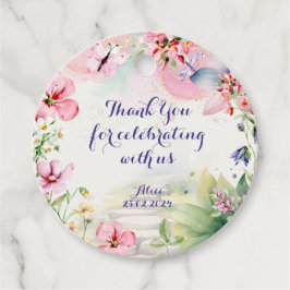 Flutter en twirl Fairy tuin waterverf verjaardag Bedankjes Labels