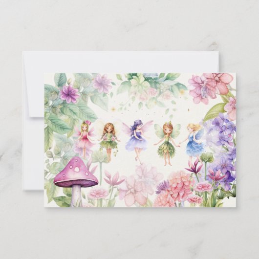 Flutter en twirl Fairy tuin waterverf verjaardag Bedankkaart (Achterkant)