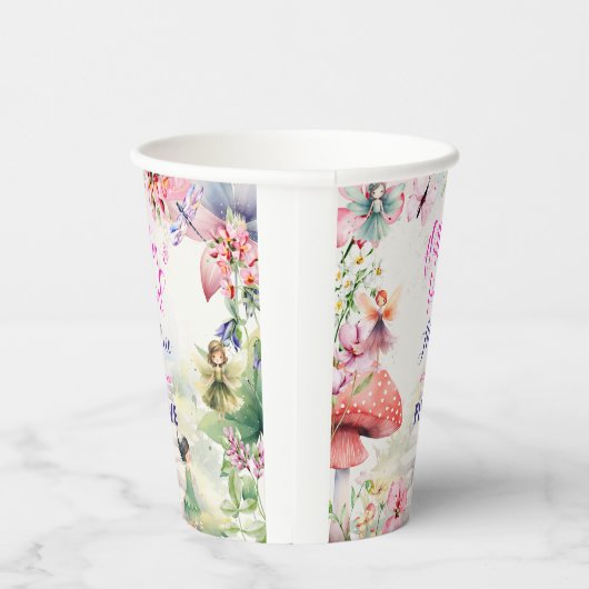 Flutter en twirl Fairy tuin waterverf verjaardag Papieren Bekers (Rechts)