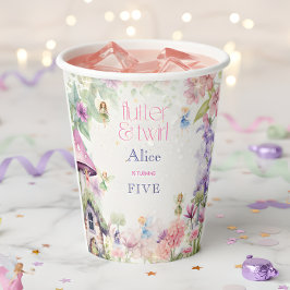 Flutter en twirl Fairy tuin waterverf verjaardag Papieren Bekers