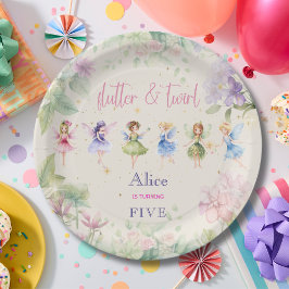 Flutter en twirl Fairy tuin waterverf verjaardag Papieren Bordje