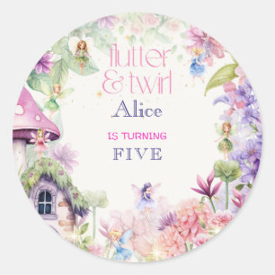 Flutter en twirl Fairy tuin waterverf verjaardag Ronde Sticker