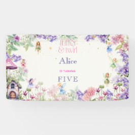 Flutter en twirl Fairy tuin waterverf verjaardag Spandoek