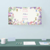 Flutter en twirl Fairy tuin waterverf verjaardag Spandoek (Beurs)