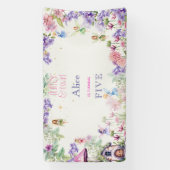 Flutter en twirl Fairy tuin waterverf verjaardag Spandoek (Verticaal)