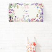 Flutter en twirl Fairy tuin waterverf verjaardag Spandoek (Insitu)