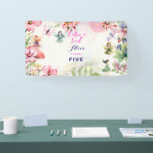 Flutter en twirl Fairy tuin waterverf verjaardag Spandoek (Beurs)