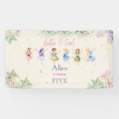 Flutter en twirl Fairy tuin waterverf verjaardag Spandoek (Horizontaal)